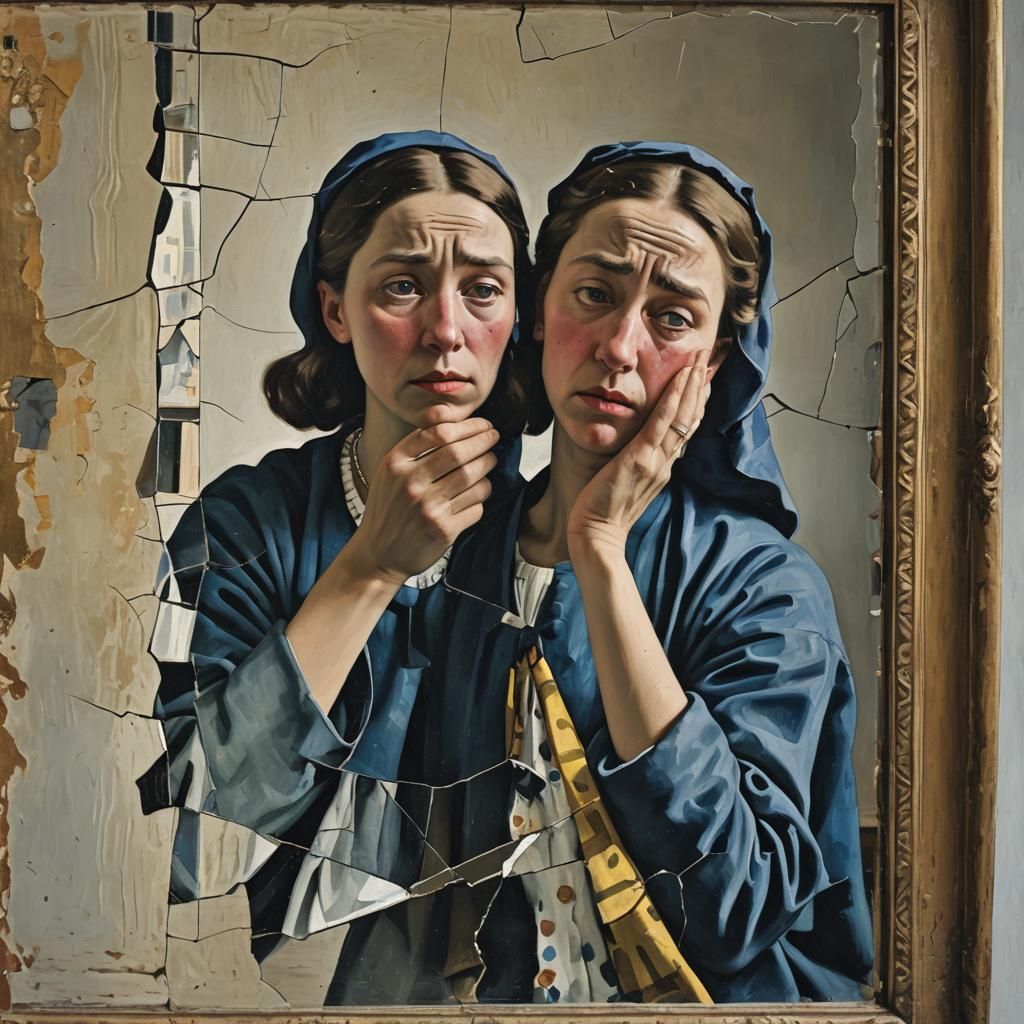 Woman's Reflection: Baroque Style Melancholy