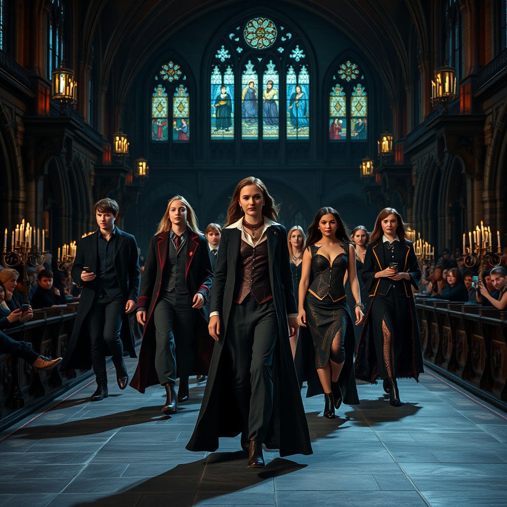 Harry Potter Cast High Fashion on Hogwarts Catwalk