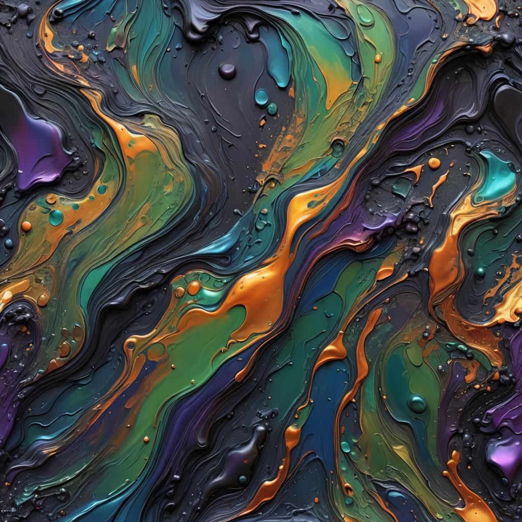 Detailed Oil Slick Impasto Painting