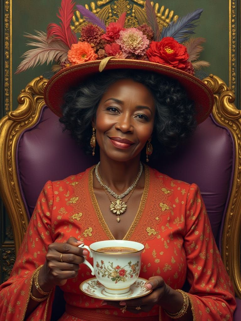 Elegant African American Woman in Art Nouveau Style