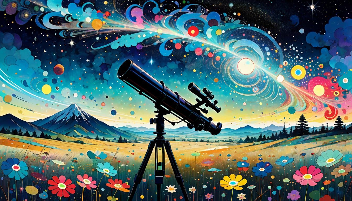 Stargazer's Dreamscape: Cosmic Abstraction in Mixed Media