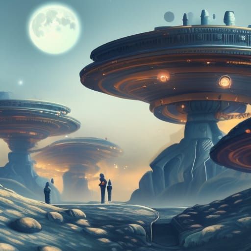 Fantastical Moon Station Concept Art in 8K