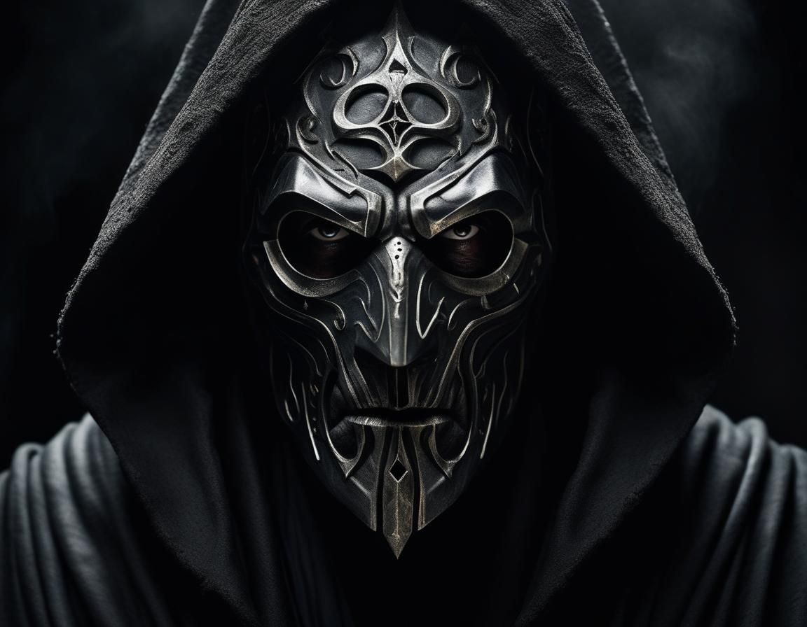 Man in Dark Cultist Mask Portrait