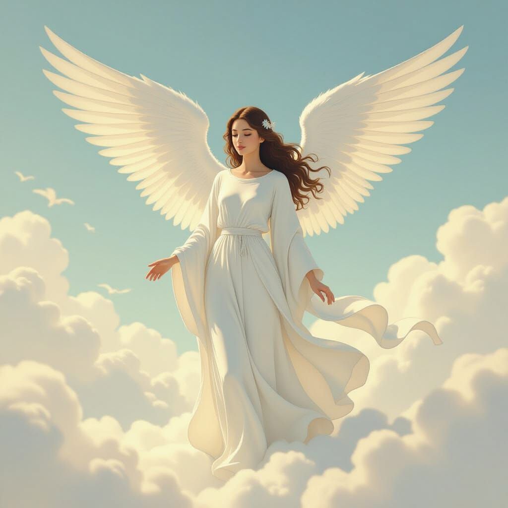 Ethereal Cloud Angel in Dreamy Anime Style