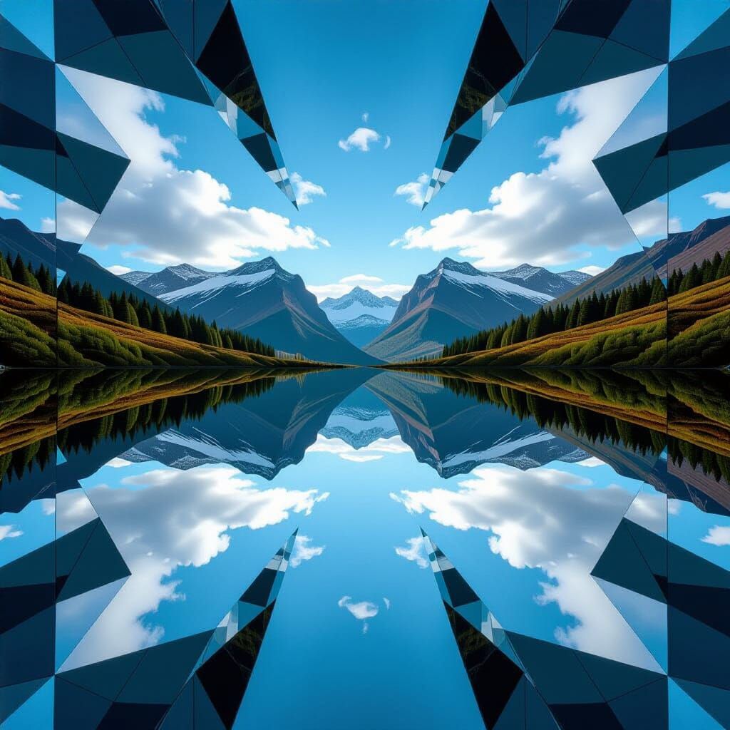 Kaleidoscopic Landscape in Mirrored Sections