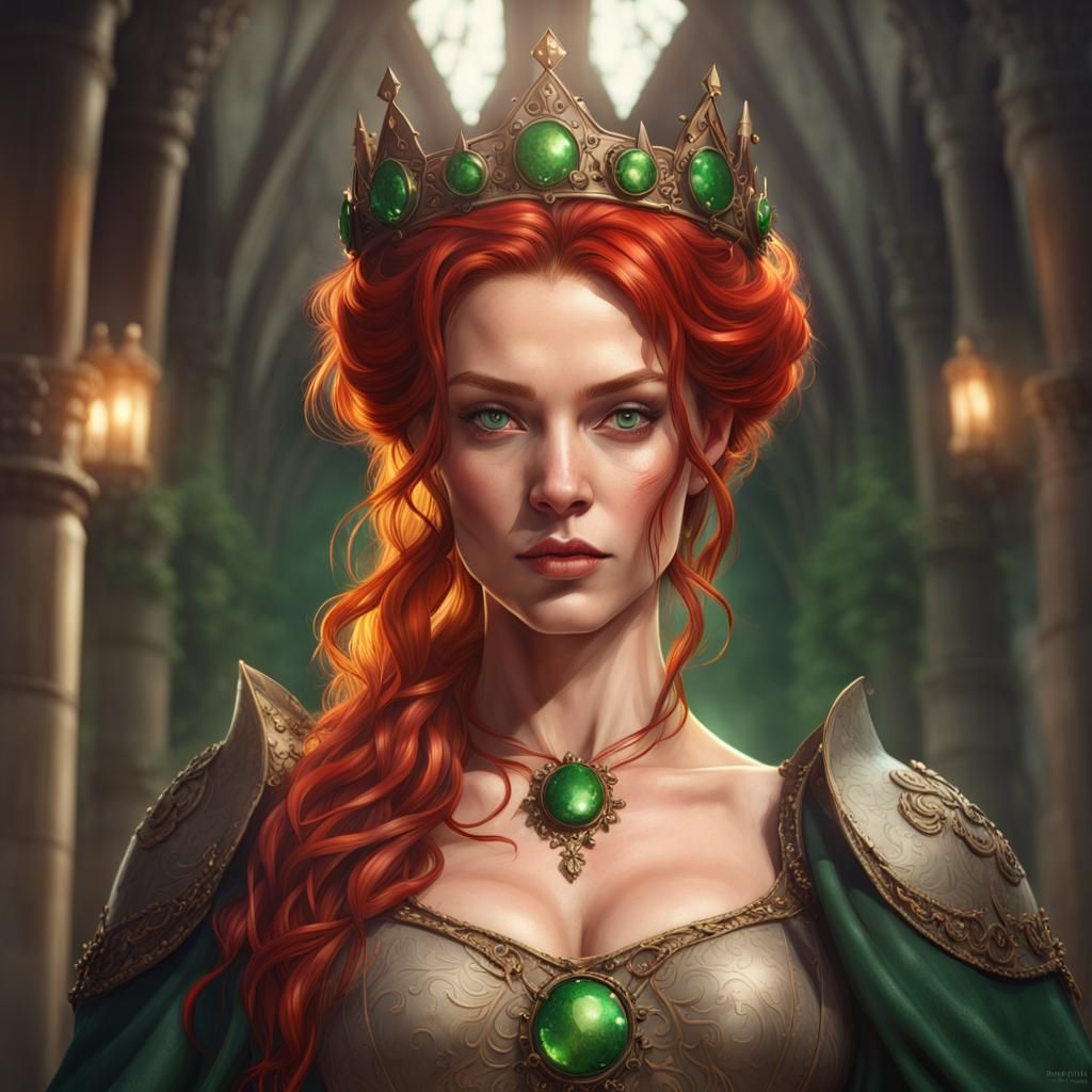 Medieval Queen Portrait in Hyperdetailed Style