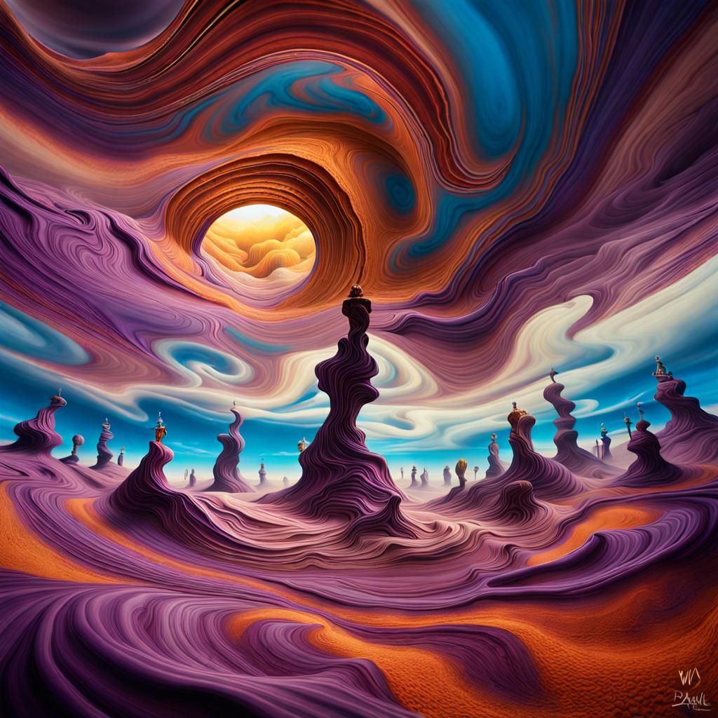 Surreal Dreamscape with Vibrant Clouds and Ethereal Light