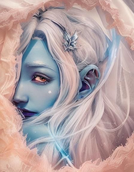 Ethereal Anime Character in Dreamlike Snowscape