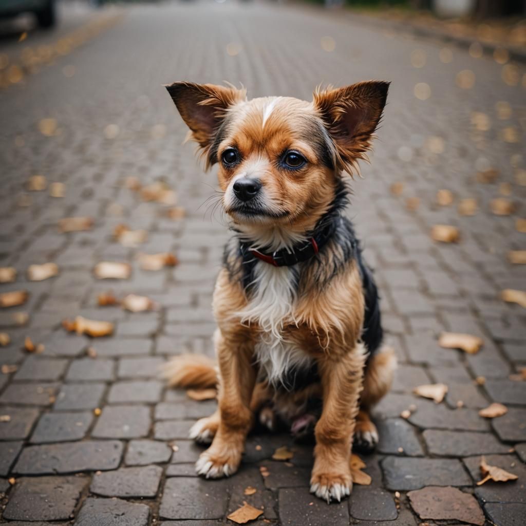 Sad Little Dog in Professional Photography Style