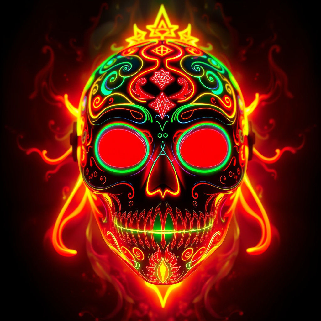 Luminescent Halloween Mask in Dark Fantasy Style