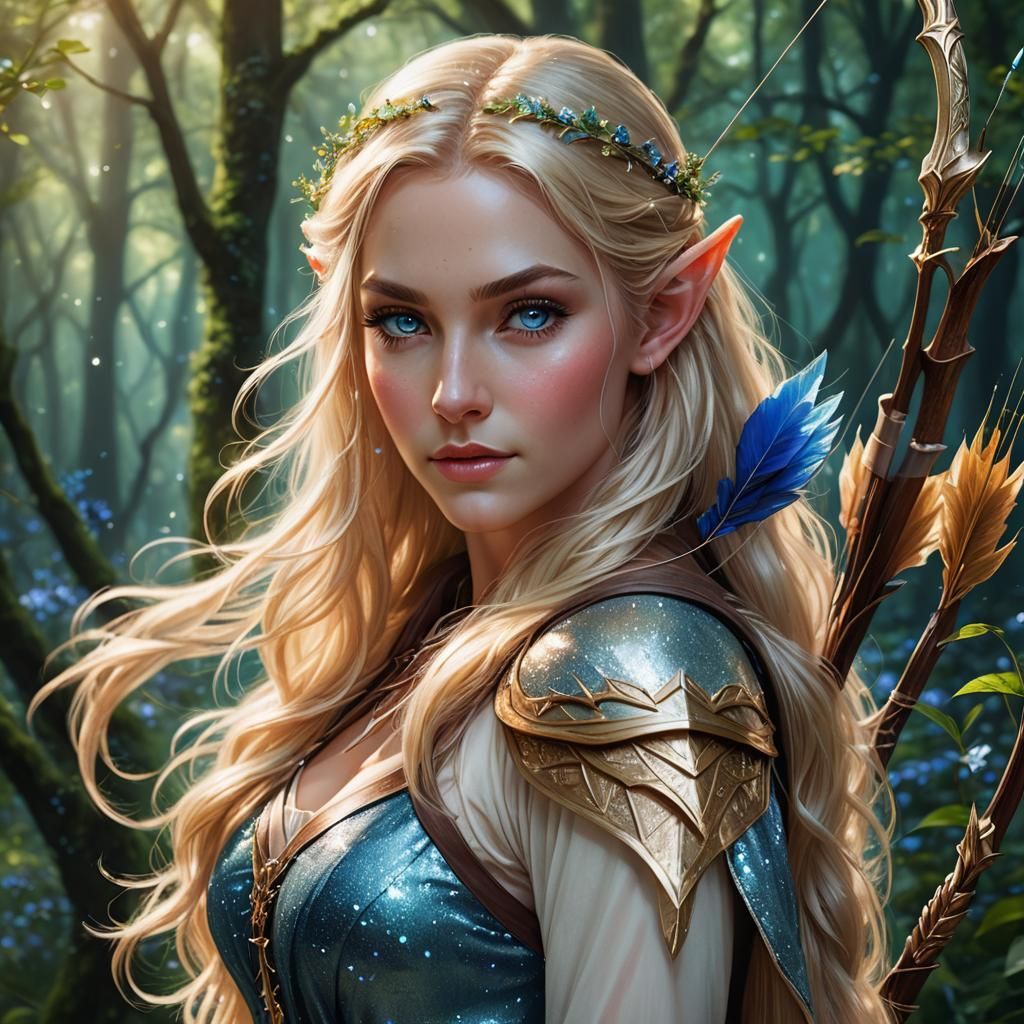 Beautiful Elf Woman in Spring Forest