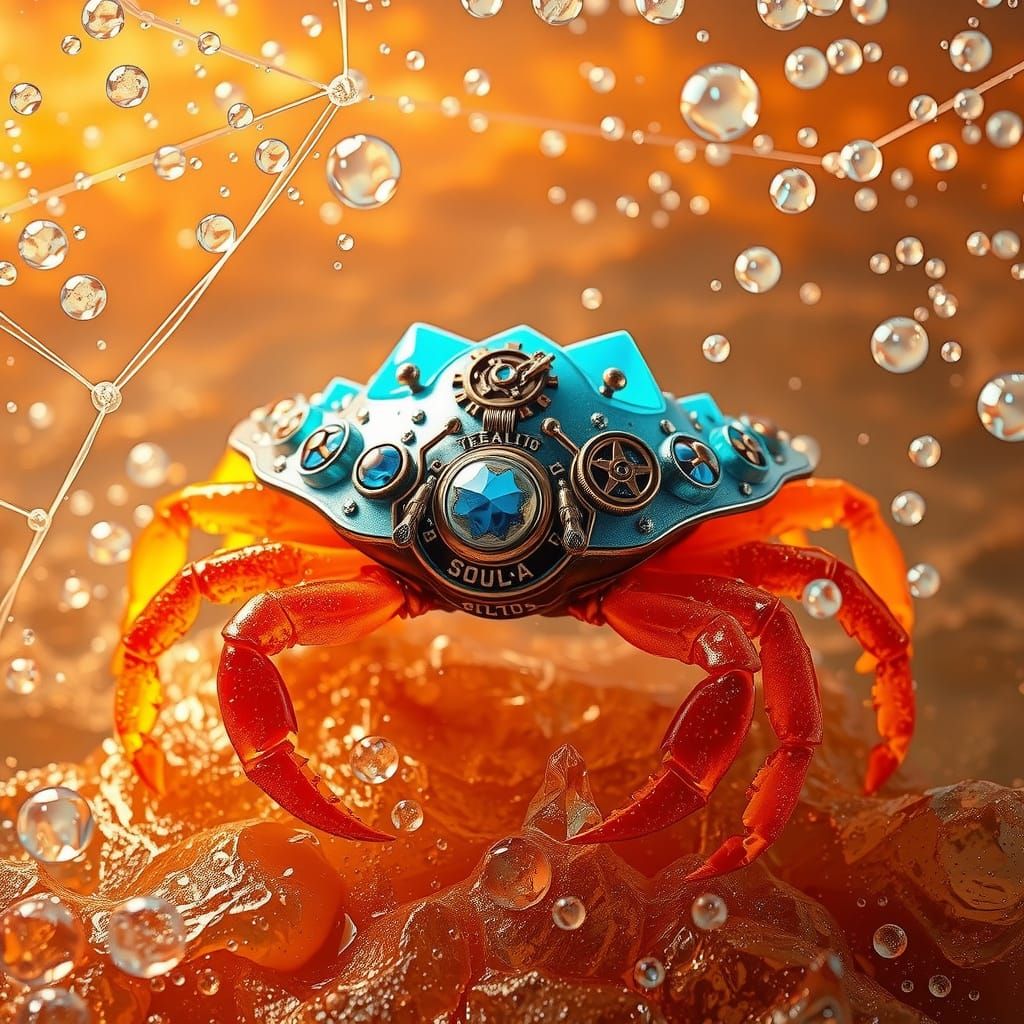 Gummy Crab in Steampunk Style with Azure Crystals