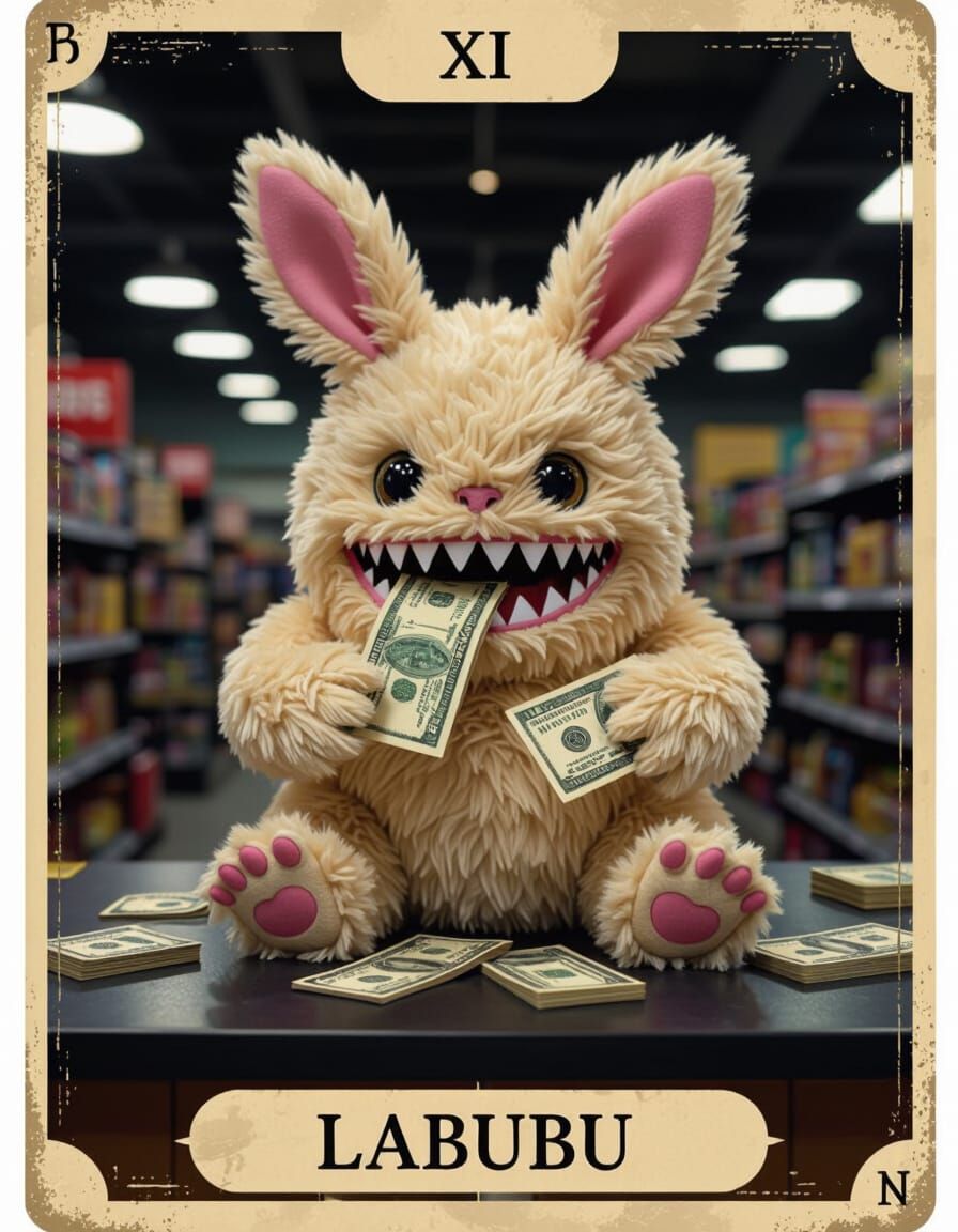 Labubu Tarot Card: Furry Monster in Toy Store