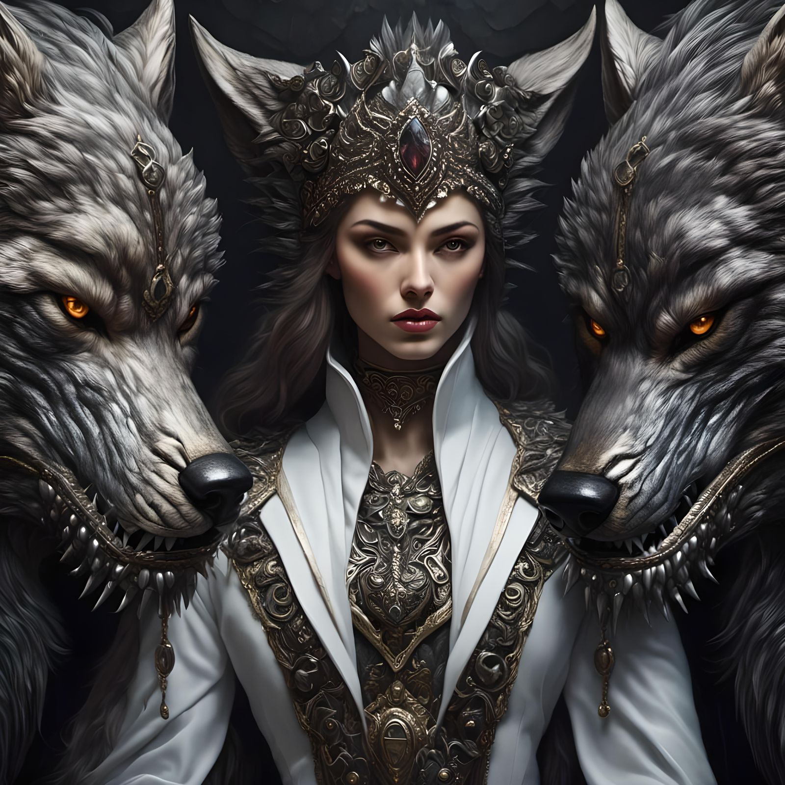 Fantasy Wolf Hybrid Villain Portrait