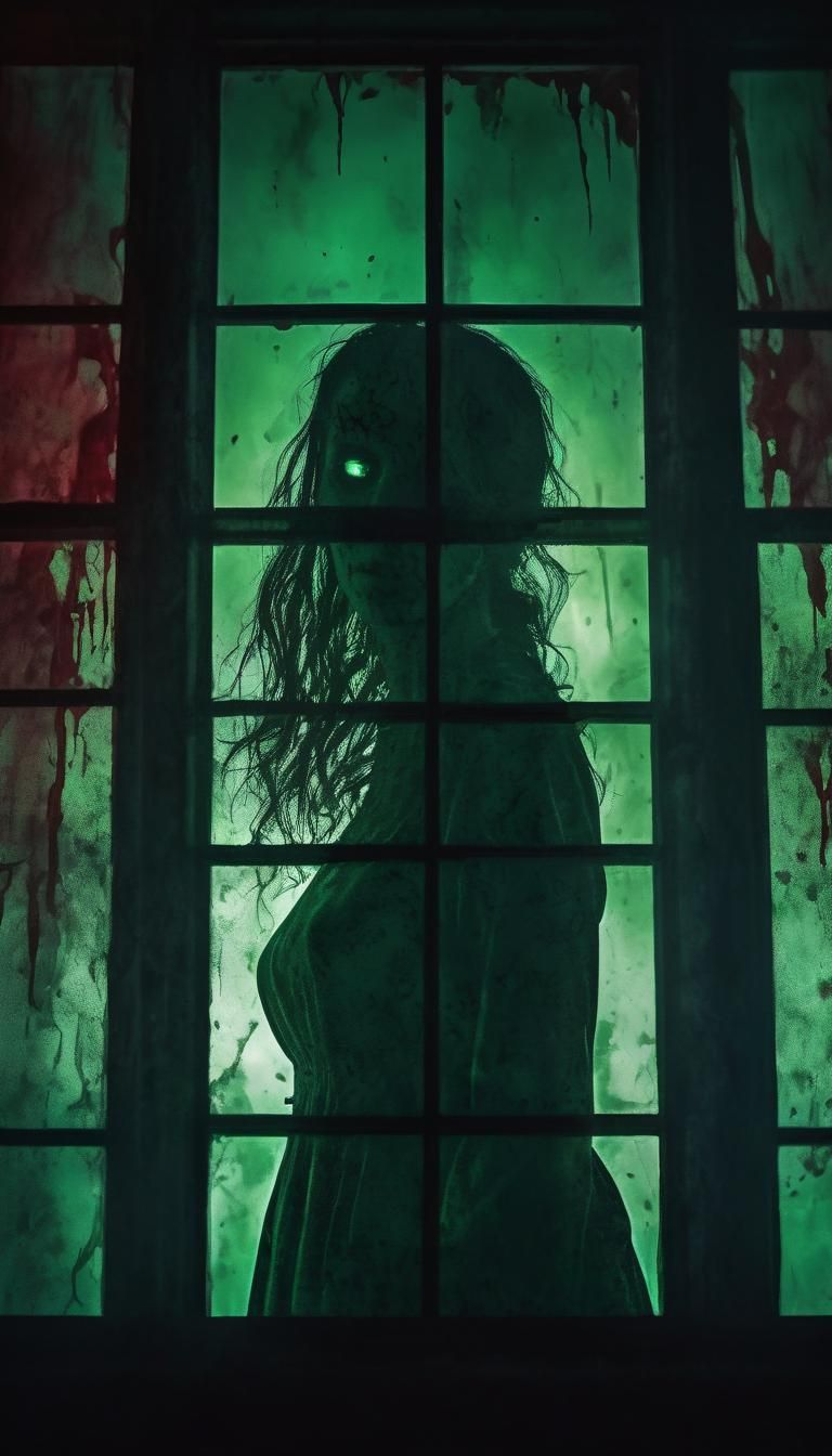 Eerie Double Exposure: Haunted House Silhouette