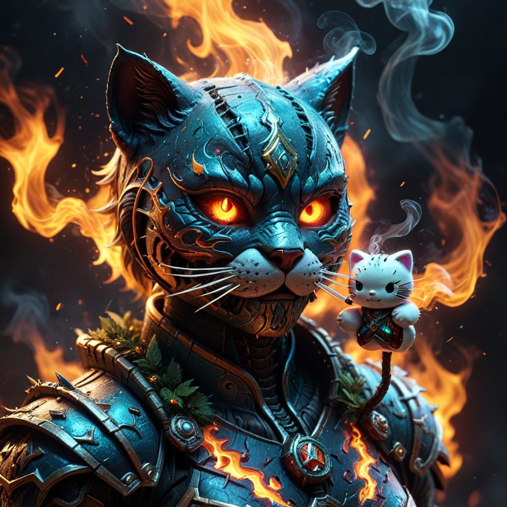 Hello Kitty Smokes in Mortal Kombat Logo