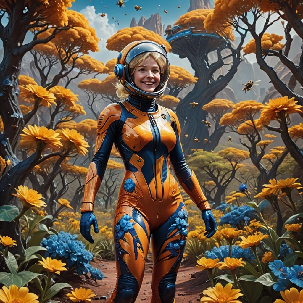 Alien Planet Woman in Space Suit: Fantasy Concept Art