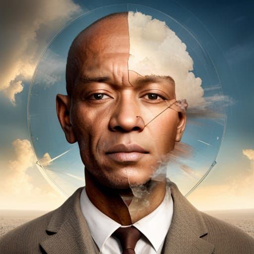 Vitruvian Man Surreal Collage: Hyperdetailed Masterpiece