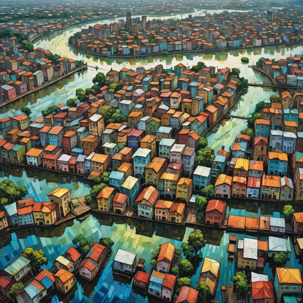 Stained Glass View of Flooded Brazilian City