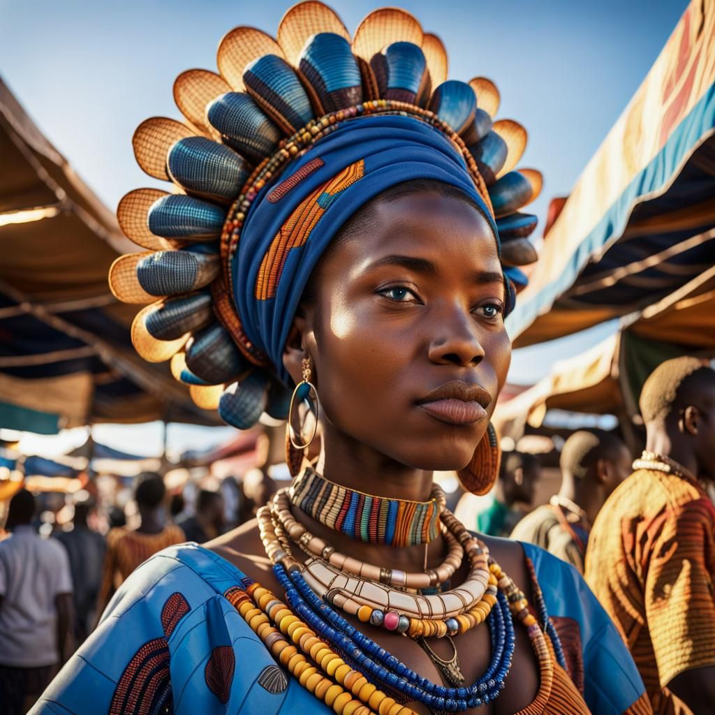 A Young Zairean Woman Radiates Pride in a Thriving Afrofutur...