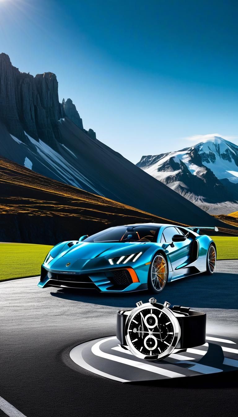 Sports Car, Timepiece and Portal Composition