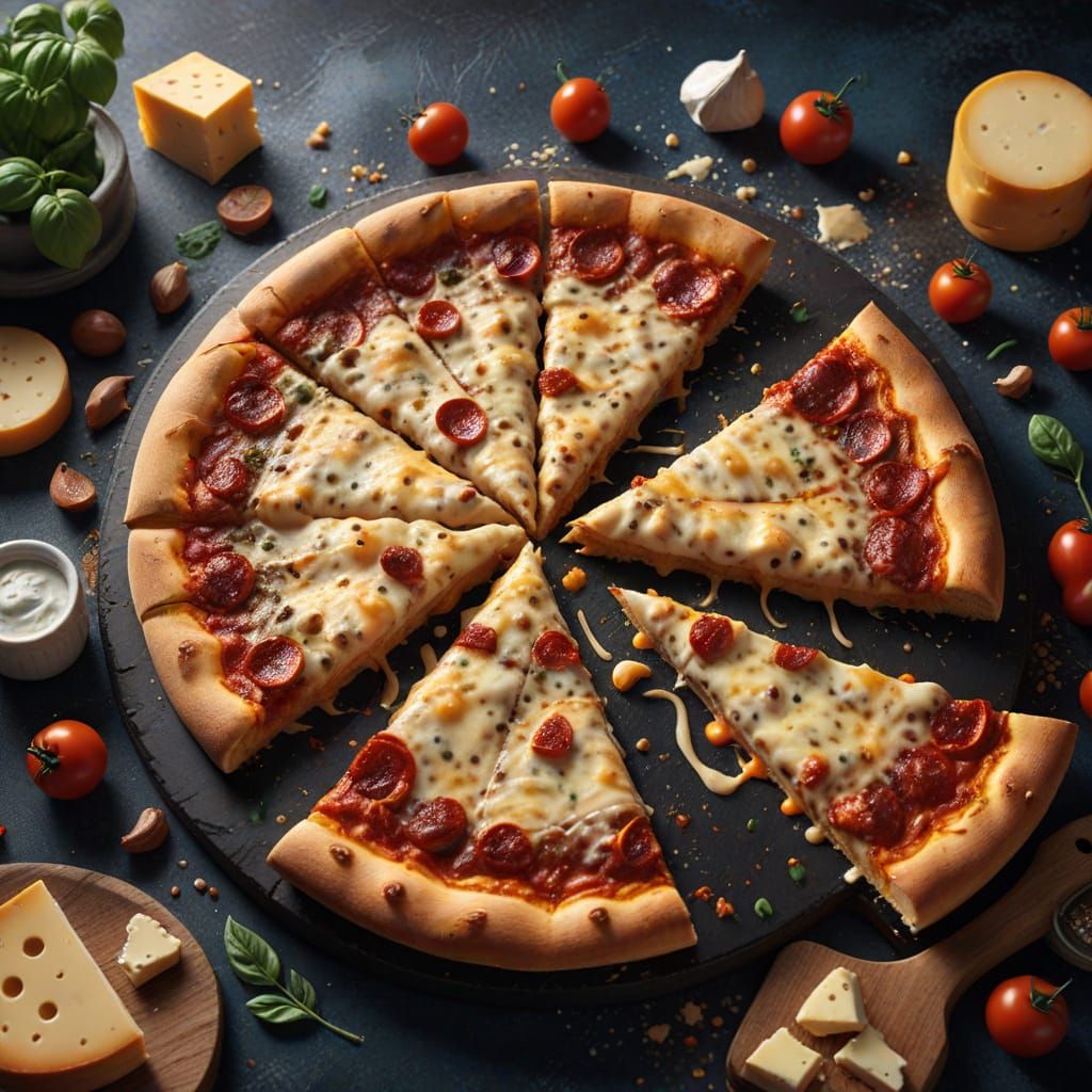 Fantastical Cheese Pizza Concept Art in 8K