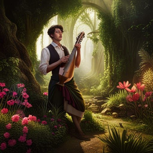 Orpheus Singing in a Fantastical Garden