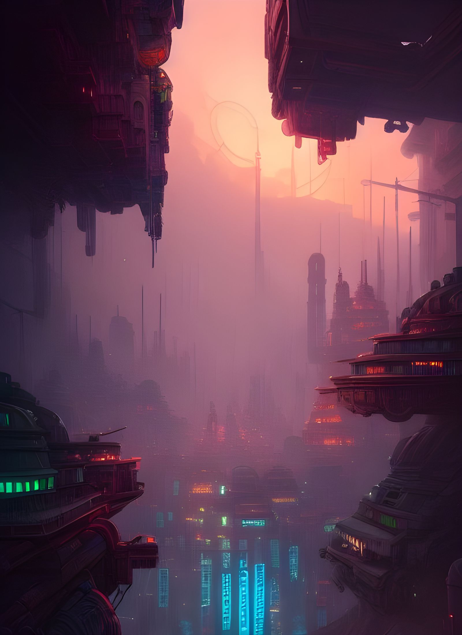 Cyberpunk Cityscape: Detailed Matte Painting