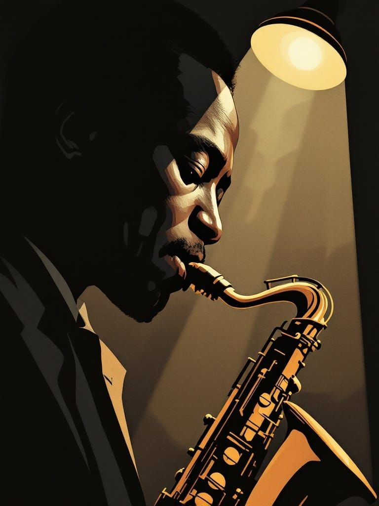 Vintage Jazz Saxophonist Embodies Mid-Century Mood