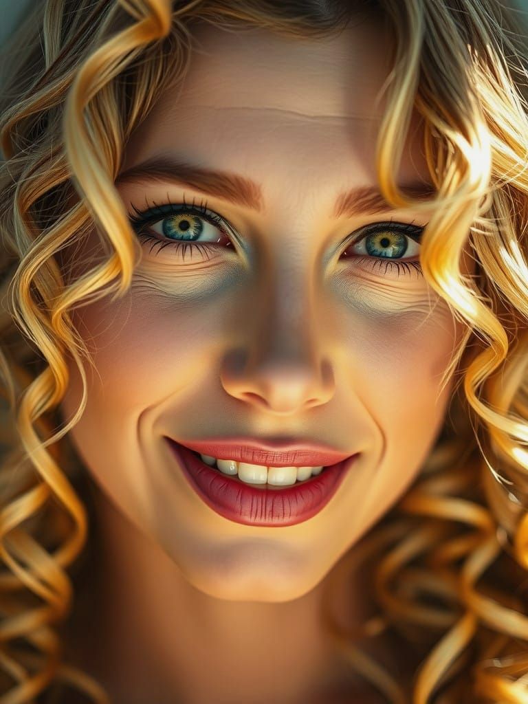 Surreal Close-Up Portrait with Soft, Warm Lighting