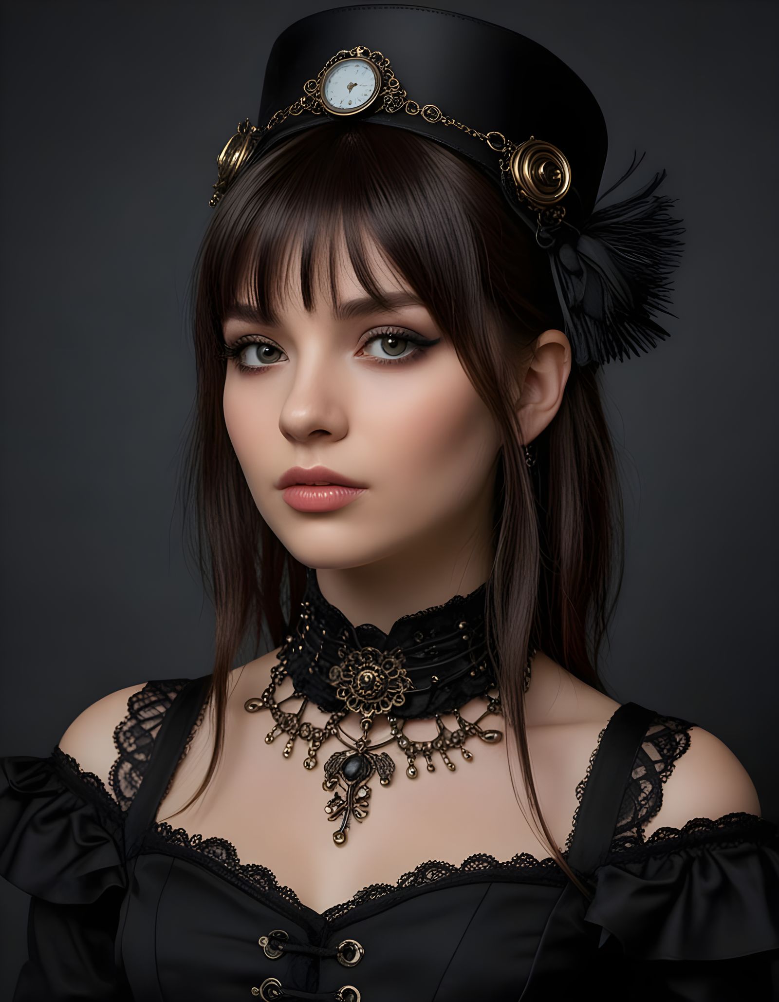 Gothic Steampunk Siren in Victorian Attire