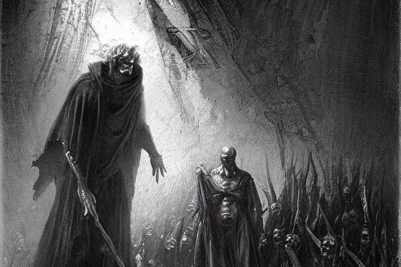 Sinister Oil Painting of Dante's Inferno