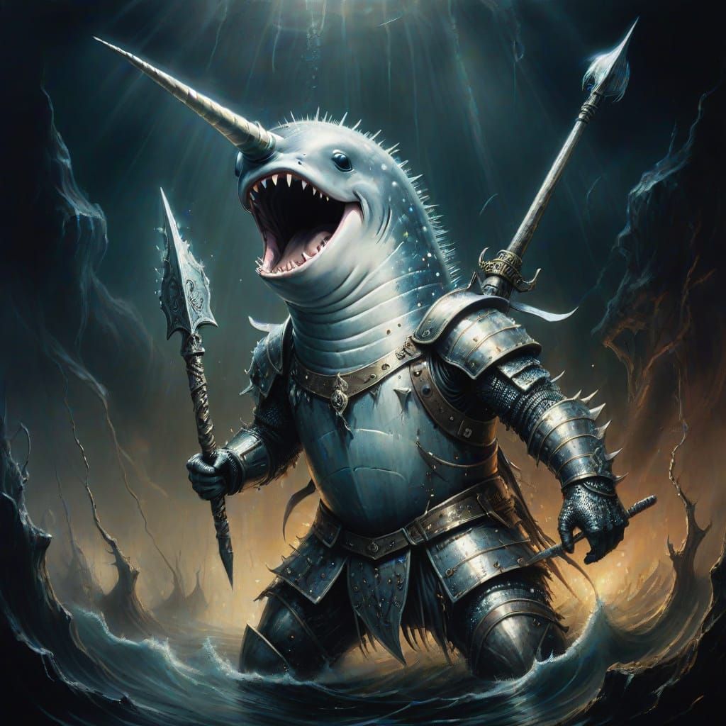 Raging Narwhal Warrior in Sparkly Armor