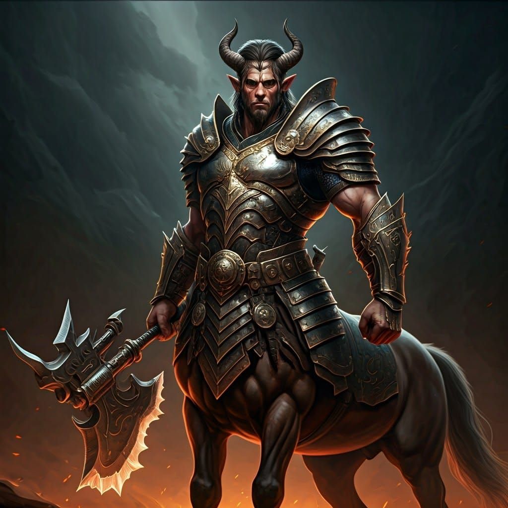 Armored Centaur Warrior in Heroic Pose