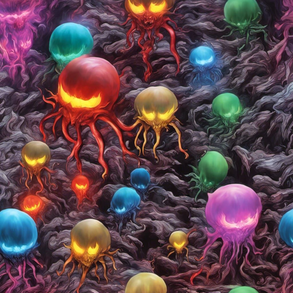 Sinister Demon Flying Through Hell in Horrorcore Style