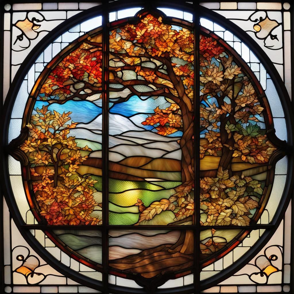Stained Glass Window Depicting the Seasons
