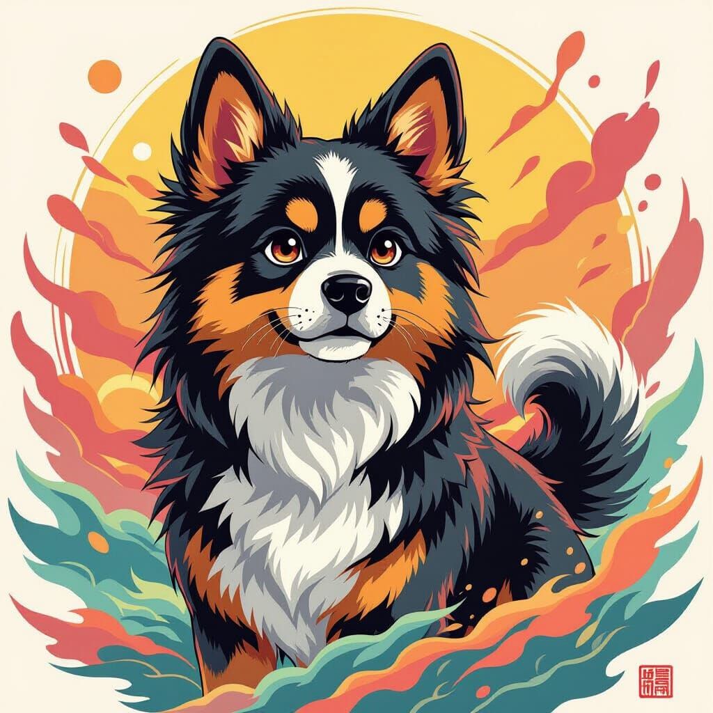 Majestic Dog in Demon Slayer Anime Style