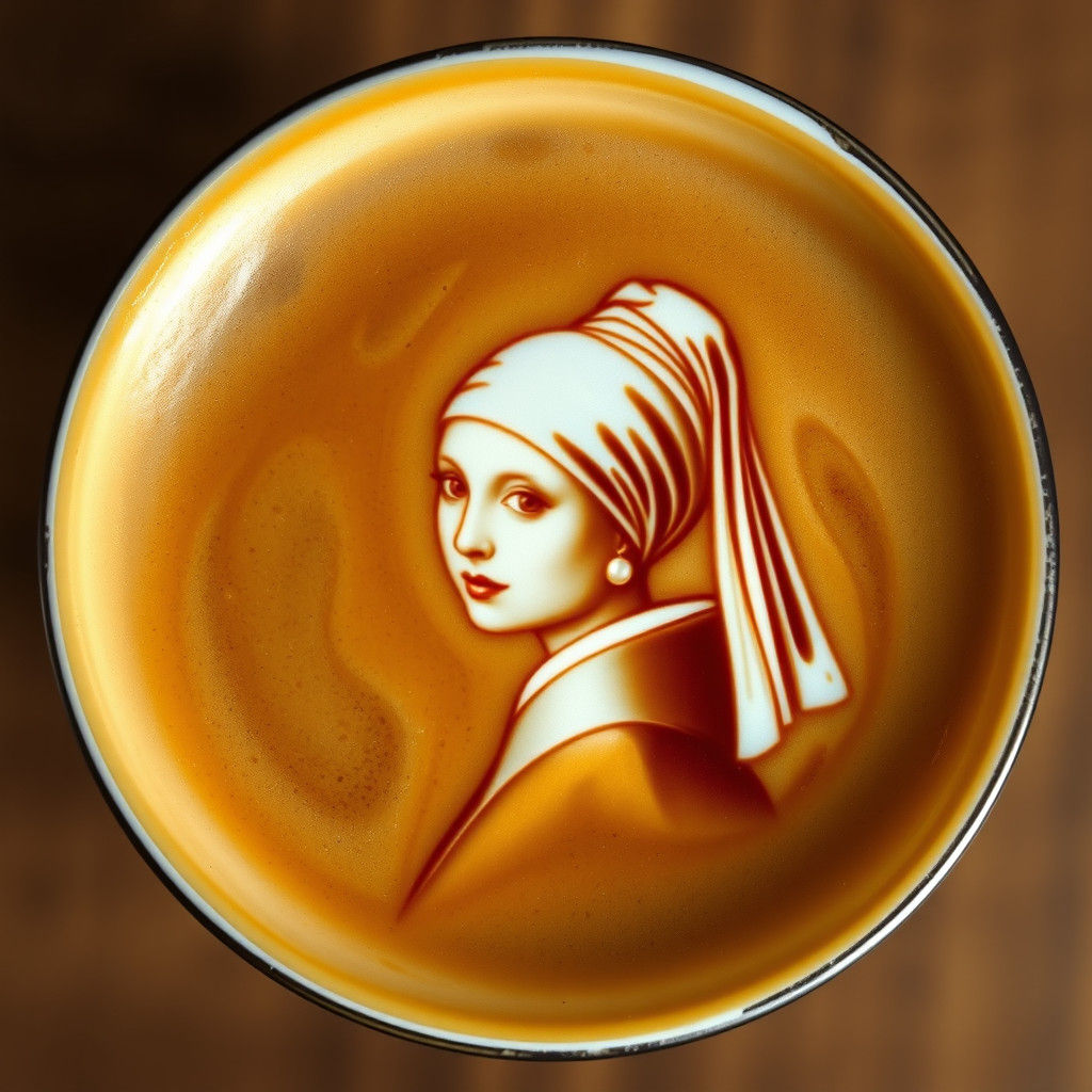 Girl with the Pearl Earring Latte Art