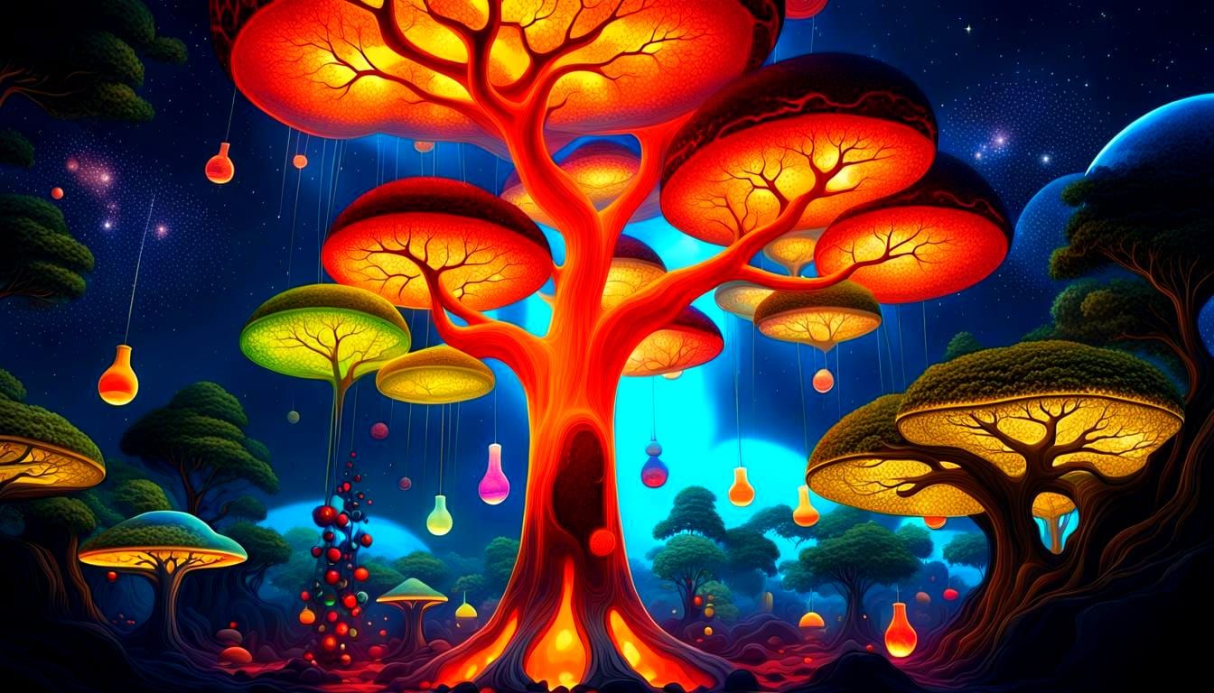 Surreal Lava Lamp Tree Fractal Art
