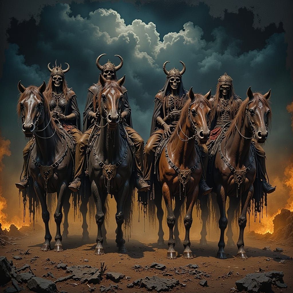 Four Horsemen of Apocalypse in Dark, Ominous Style