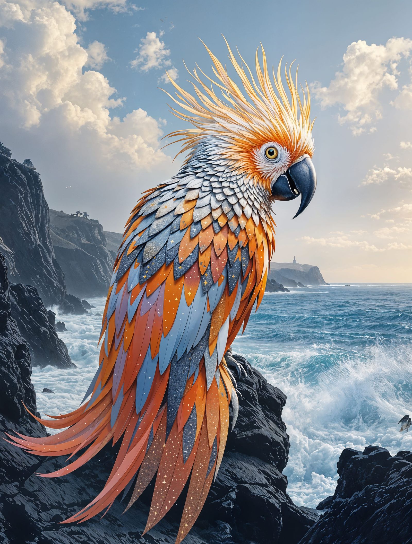 Surreal Avian Form in Cosmic Fusion