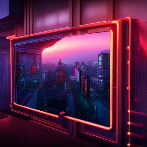 Neon South Korean Cityscape at Night