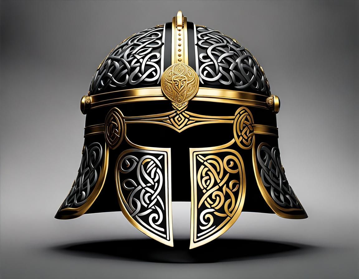 Ornate Celtic Helmet with Gold Ornaments