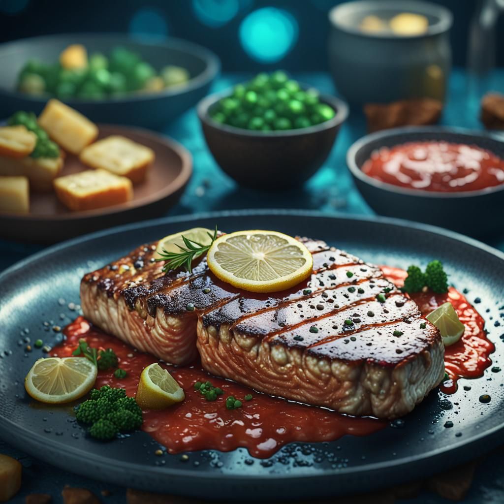 Tuna Steak as Detailed Matte Painting