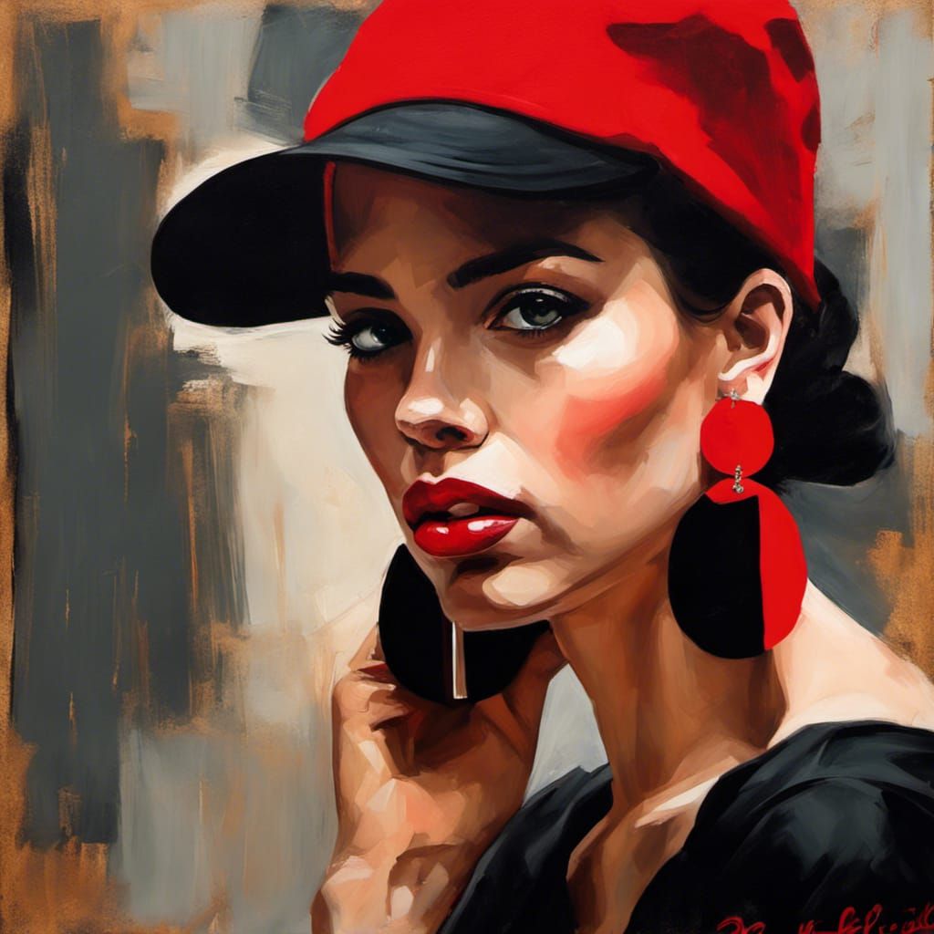 Elegant Woman with Red Earrings Portrait