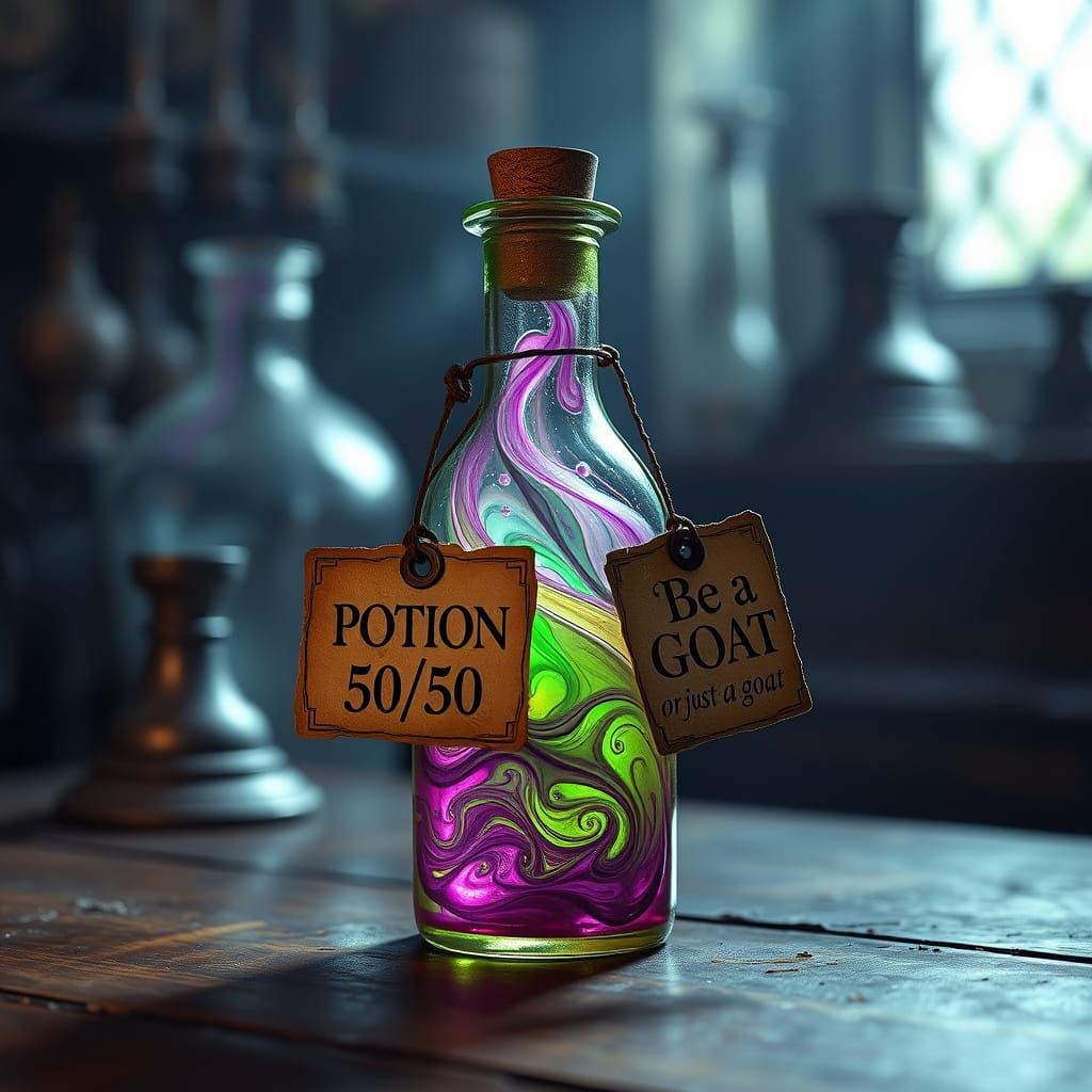 Magical Potion Vial with Iridescent Liquid