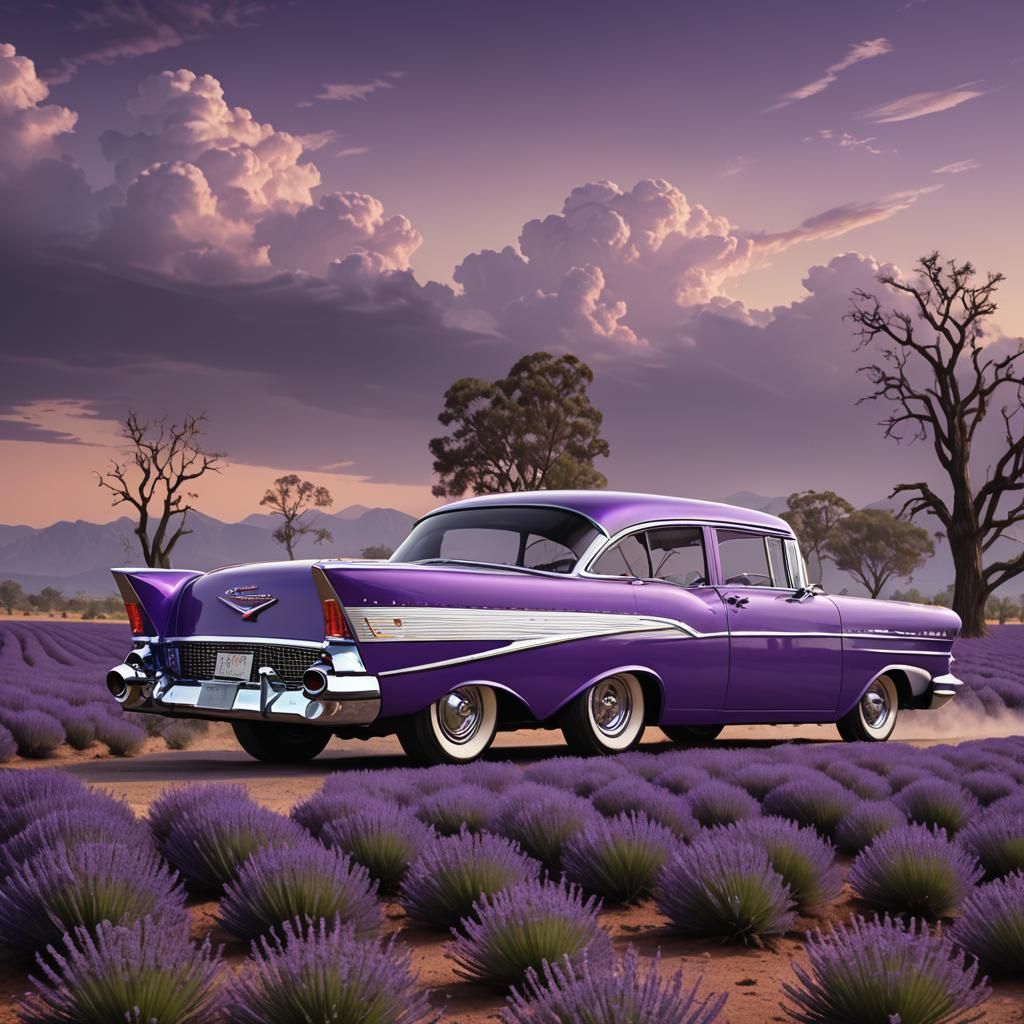 Lavender 1957 Chevy with Purple Stripe
