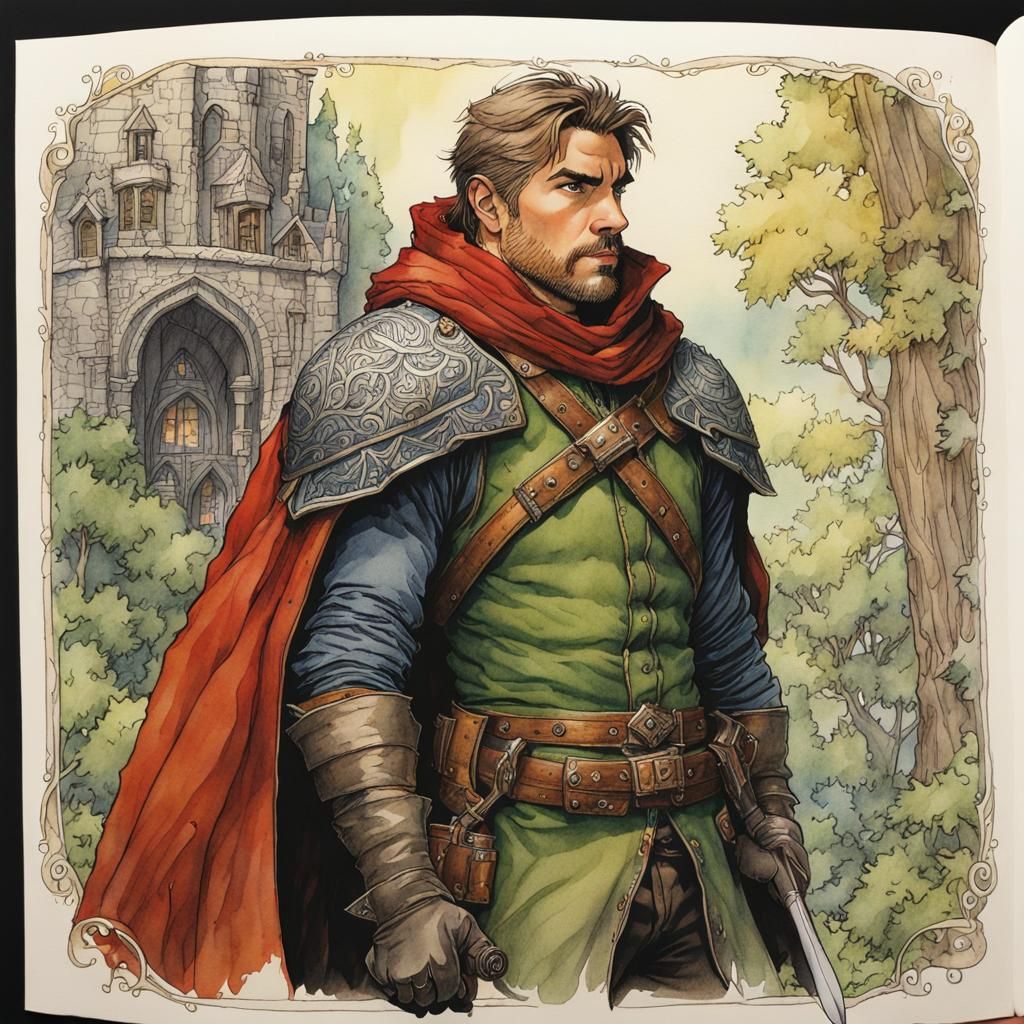 Rogue Character in Watercolor Storybook Illustration