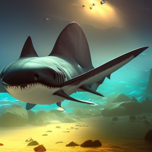The Megalodon Shark in Detailed Matte Painting Style