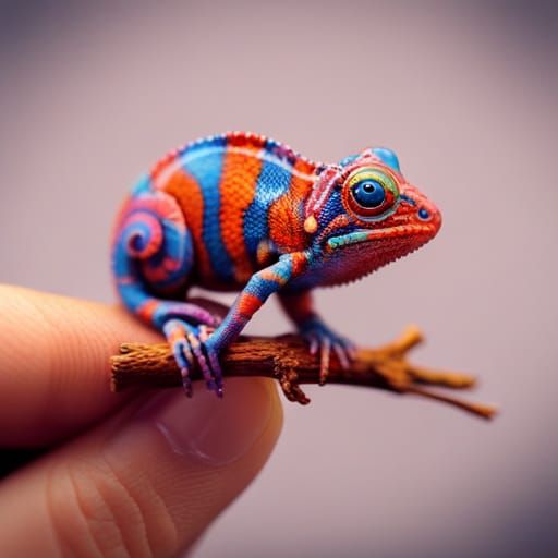 Miniature Chameleon in Sparkling Pastel Light